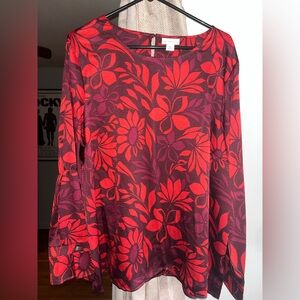 Women’s Liz Claiborne Round Neck Long Sleeve Satin Blouse size XXL